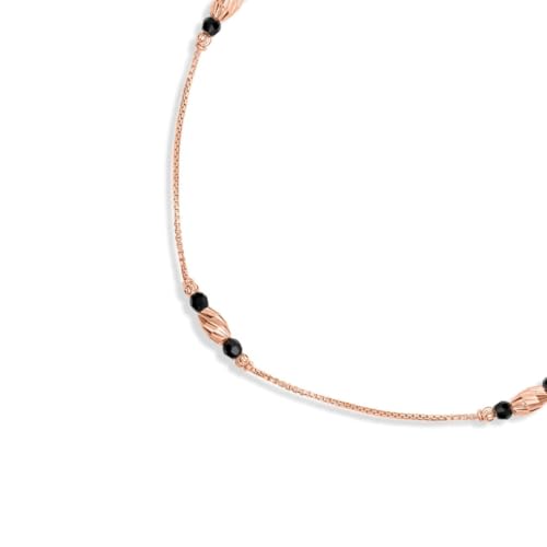 ZAVYA 925 Sterling Silver Serenity Black Beads Rose Gold Plated Anklet (Pair) | Gift for Women and G - Authentic ZAVYA Fashion | UrbanThreads - Image 5