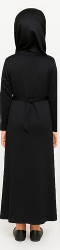 ASFIRK Girls Black Kaftan Dress with Stone Work | Elegant V-Neck Full Sleeve Abaya Style Gown - Authentic ASFIRK Clothing | UrbanThreads - Image 3