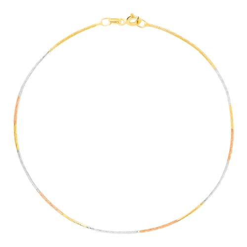 ZAVYA 925 Sterling Silver Designer Triple Tone Rhodium, Gold & Rose Gold Plated Chain Anklet (SIngle - Authentic ZAVYA Fashion | UrbanThreads - Image 2