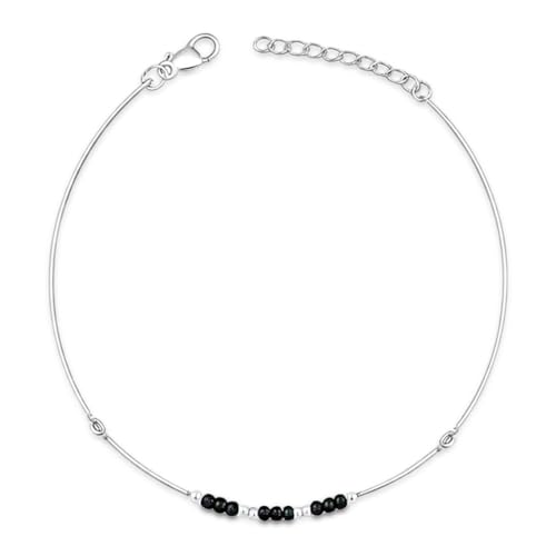 ZAVYA 925 Sterling Silver Rhodium Plated Beads Anklet - Image 2