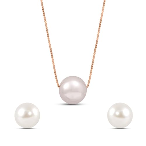 ZAVYA 925 Sterling Silver Rose Gold Plated Pearl Jewellery Set - Image 2
