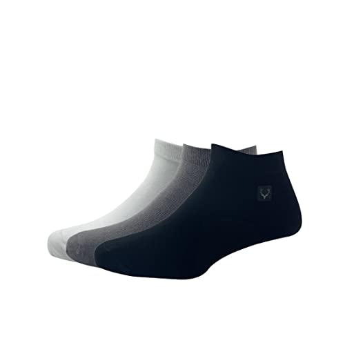 Allen Solly Men's Cotton Ankle Length Socks Pack of 3 Black Dark Grey White - Image 2