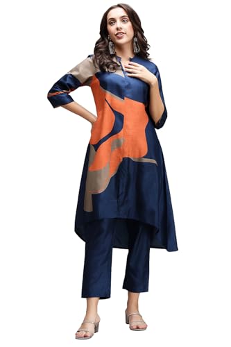 Amazon Brand - Tavasya Women's Relaxed Silk Blend Geometric Print Kurta Set | Salwar Suit - Authentic Amazon Clothing | UrbanThreads - Image 2