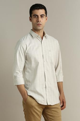 Peter England Mens Cotton Slim Fit Striped Shirt - Image 5