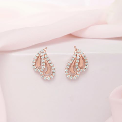 ZAVYA 925 Sterling Silver Glamorous Rose Gold Plated Earrings | Gift for Women & Girls | With Certif - Authentic ZAVYA Accessories | UrbanThreads - Image 4