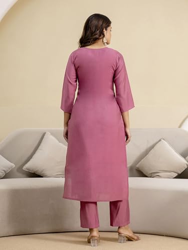 TRENDMALLS Women's Roman Silk Embroidery Sequence Work Kurta Pant with Dupatta Set - Authentic TRENDMALLS Clothing | UrbanThreads - Image 4