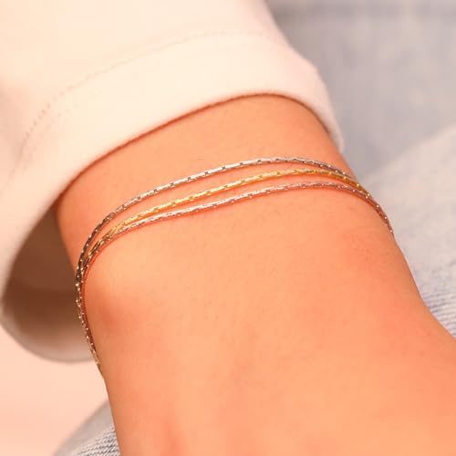 ZAVYA 925 Sterling Silver Modest Triple Tone Chain Bracelet (Single) | Gift for Women and Girls | Wi - Authentic ZAVYA Accessories | UrbanThreads - Image 5