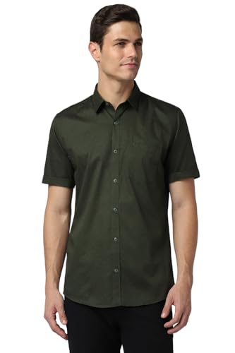 Peter England Peach Stripe Cotton Shirt - Image 2