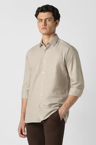 Van Heusen Men Cotton Linen Solid Modern Fit Shirt - Image 4