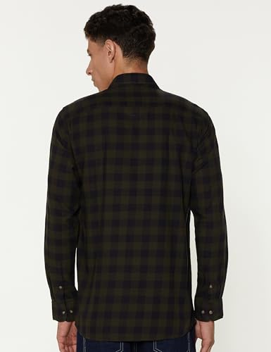 Peter England Slim Fit Checkered Shirt Men Full Sleeves Cotton - Image 3