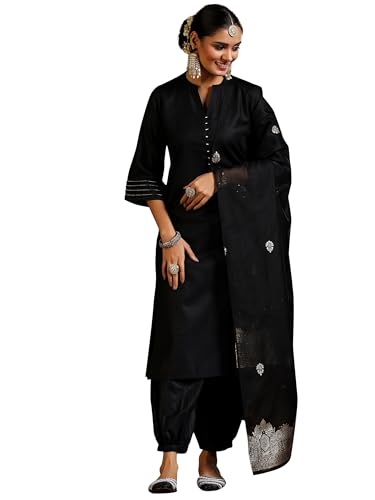 Maroon Woven Design Kurta Set - Cotton Blend - Libas | UrbanThreads.in - Image 2