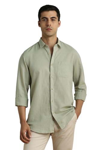 Peter England Men Cotton Blend Slim Fit Solid Shirt - Image 2