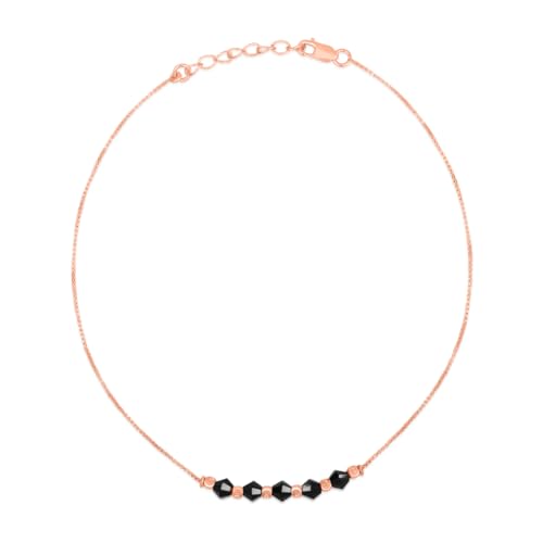 ZAVYA 925 Sterling Silver Beads Minimal Rose Gold Plating Chain Anklet (Single) | Gift for Women & G - Authentic ZAVYA Fashion | UrbanThreads - Image 2