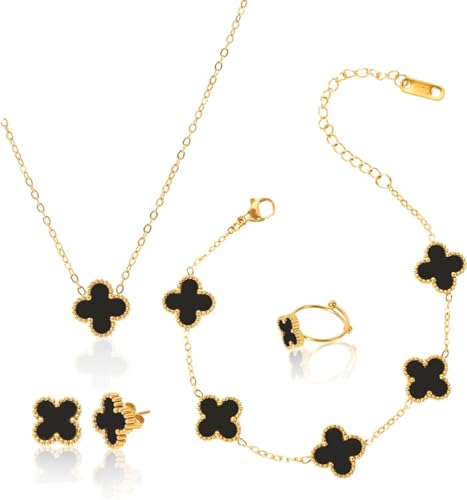 Shining Diva Clover Ring Earrings Bracelet Chain Pendant - Image 2