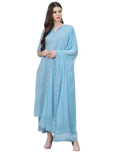 Libas Womens Printed Viscose Rayon Straight Kurta With Palazzos and Dupatta - Authentic Libas Clothing | UrbanThreads - Image 2