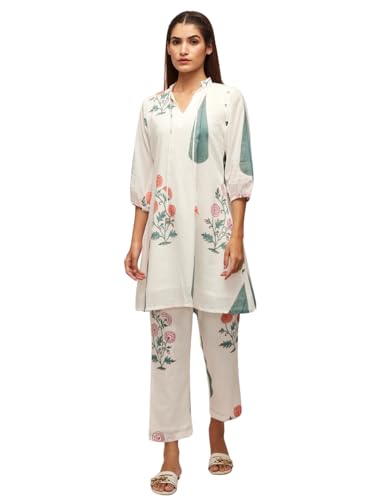Leriya Fashion Women's Anarkali Floral Printed Rayon Kurta Pant Set | V-Neck Straight Kurti with 3/4 - Authentic Leriya Clothing | UrbanThreads - Image 2