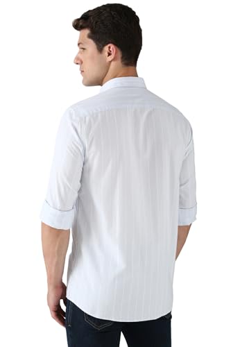 Peter England Men Cotton Slim Fit Stripe Shirt - Image 3