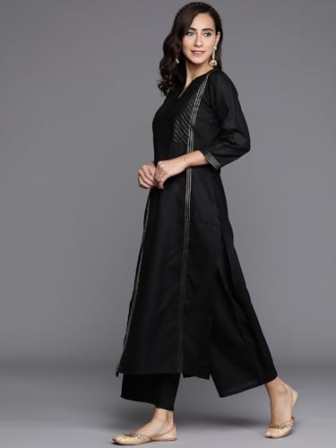 Libas Womens Solid Cotton Straight Kurta With Palazzos and Dupatta - Authentic Libas Clothing | UrbanThreads - Image 5