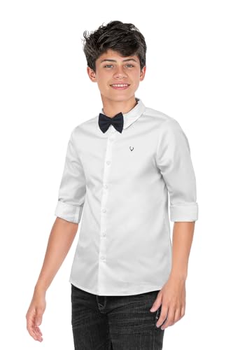 Allen Solly Boys Cotton Slim Fit Solid Shirt with Bow - Image 4