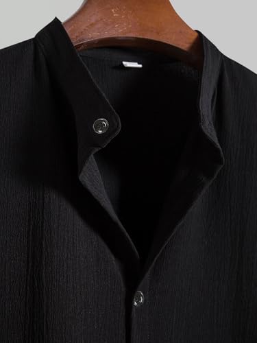 Urban Buccachi Men's Solid Polyester Stand Collar Shirt | Stylish Durable Lightweight Casual and Sem - Authentic Urban Clothing | UrbanThreads - Image 3