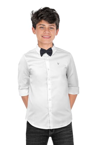 Allen Solly Boys Cotton Slim Fit Solid Shirt with Bow - Image 2