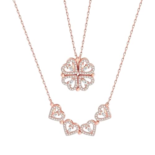 SALTY Anti Tarnish Magnetic Heart Clover Pendant Necklace Women - Image 2