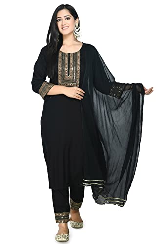Black Pakistani Salwar Suit Set with Dupatta | UrbanThreads.in - Image 2