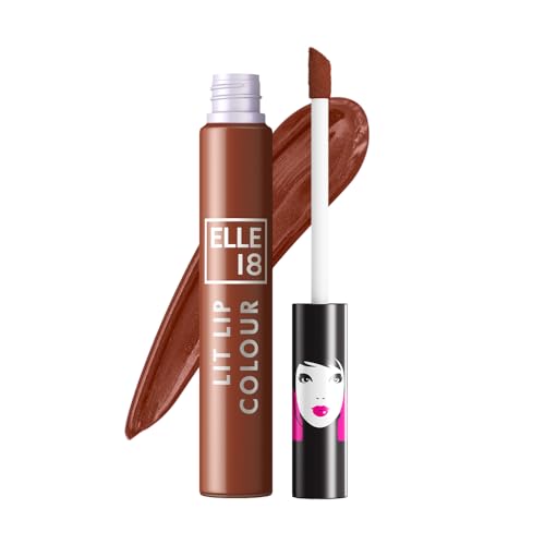 Elle 18 Lit Lip Matte Finish Nutty Latte Liquid Lipstick - Image 2