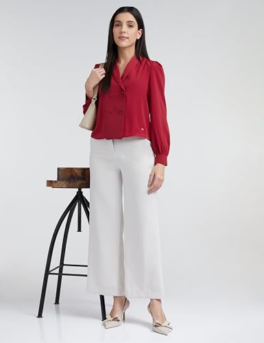 Allen Solly Women's Polyester Solid Regular Fit Blouse - Image 5
