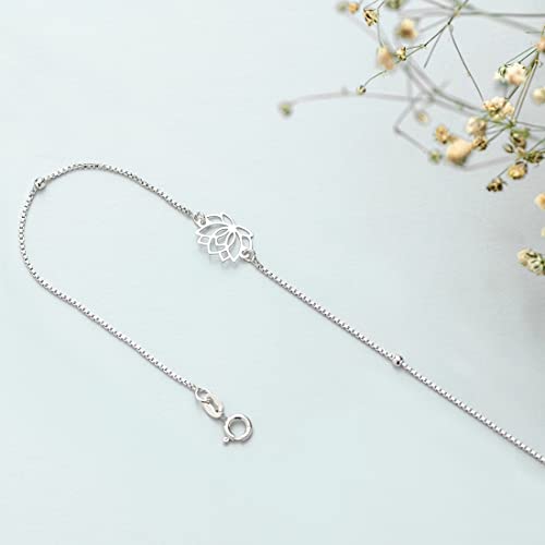 ZAVYA 925 Sterling Silver Lotus Floral Adjustable Anklet - Image 5