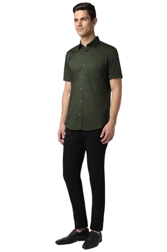 Peter England Peach Stripe Cotton Shirt - Image 5