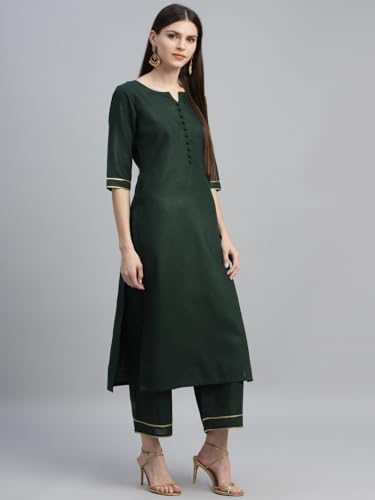 Libas Womens Solid Cotton Straight Kurta With Palazzos and Dupatta - Authentic Libas Clothing | UrbanThreads - Image 5