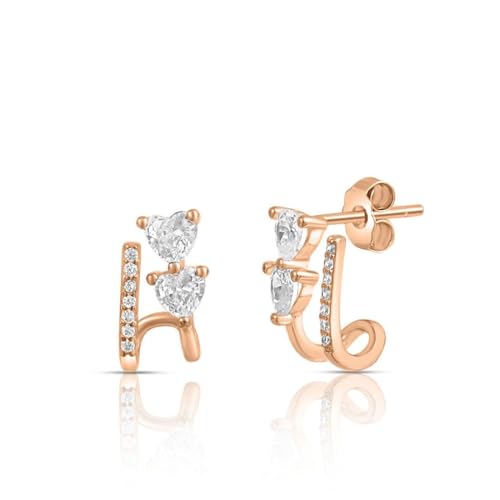 Zavya 925 Sterling Silver Heart Rose Gold Plated Earrings | Gifts For Women And Girls | With Certifi - Authentic Zavya Accessories | UrbanThreads - Image 2