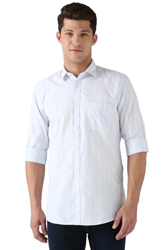 Peter England Men Cotton Slim Fit Stripe Shirt - Image 2