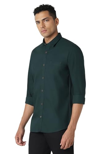 Peter England Men's Solid Slim Fit Full Sleeve Casual Shirt - Image 4