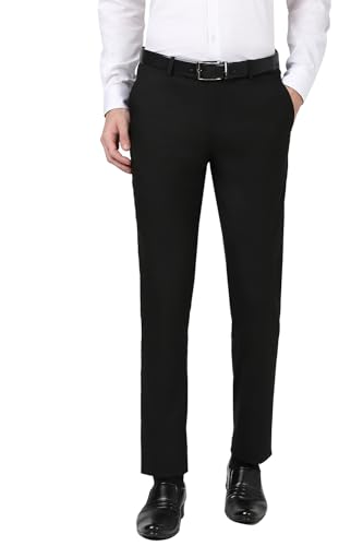 Peter England Men Mid Rise Slim Fit Flat Front Trouser - Image 2