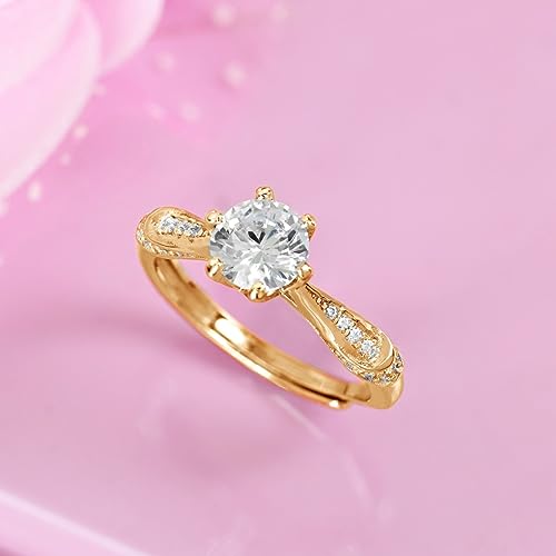 ZAVYA 925 Sterling Silver Solitaire Ring Gold Plated Women - Image 5