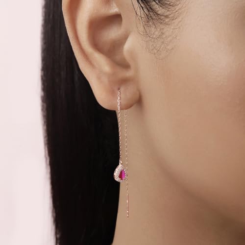 Zavya 925 Sterling Silver Threader Rose Gold Plated Earrings - Image 5