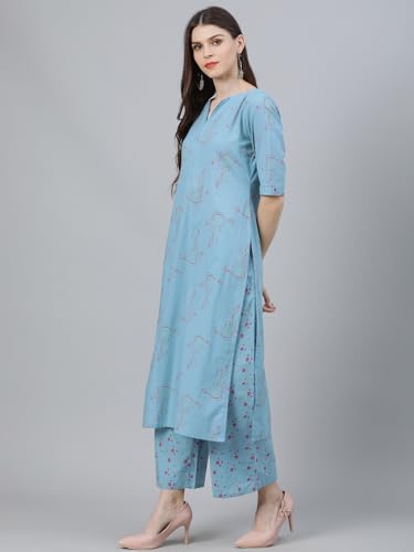 Libas Womens Printed Viscose Rayon Straight Kurta With Palazzos and Dupatta - Authentic Libas Clothing | UrbanThreads - Image 4
