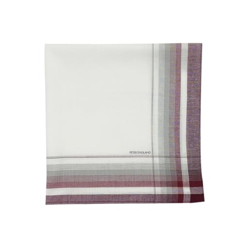 Peter England Men's Cotton Handkerchief Pack of 6 - Beige, Blue, Maroon - Image 4