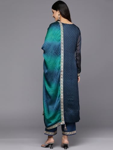 Libas Womens Printed Chiffon Straight Kurta With Trousers and Dupatta - Authentic Libas Clothing | UrbanThreads - Image 4