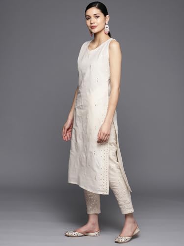 Libas Womens Embroidered Cotton Straight Kurta With Trousers and Dupatta - Authentic Libas Clothing | UrbanThreads - Image 4