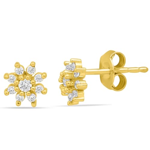 ZAVYA 925 Sterling Silver Cubic Zirconia Floral Gold Plating Stud Earrings | | Gift for Women and Gi - Authentic ZAVYA Accessories | UrbanThreads - Image 2