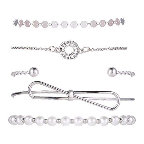 Shining Diva Multilayer Silver Plated Bangle Bracelet for Women - Image 5