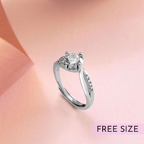 ZAVYA 925 Sterling Silver CZ Circular Solitaire Adjustable Ring - Image 5