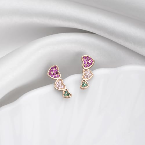 Zavya 925 Sterling Silver Couple Heart Rose Gold Plated Earrings | Gifts For Women And Girls | With - Authentic Zavya Accessories | UrbanThreads - Image 3