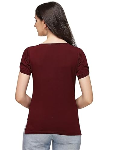 Leriya Fashion Women's Casual Short Rolled Sleeve Henry Shirts Leopard Lip Print T-Shirts Crew Neck - Authentic Leriya Clothing | UrbanThreads - Image 3