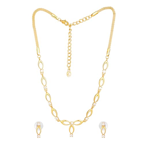 Estele Gold Plated Bridal Necklace Set with Earrings for Women - Image 2