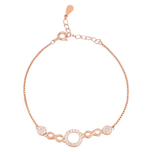 ZAVYA 925 Sterling Silver Cubic Zirconia Rose Gold Bracelet - Image 2