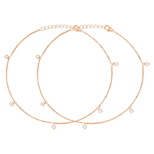 ZAVYA 925 Sterling Silver Rose Gold Plated Anklet Pair for Women | Gift for Women & Girls | With Cer - Authentic ZAVYA Fashion | UrbanThreads - Image 2